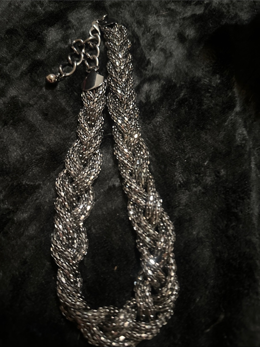 Express Braided BLACK Silver Adjustable Statement Necklace